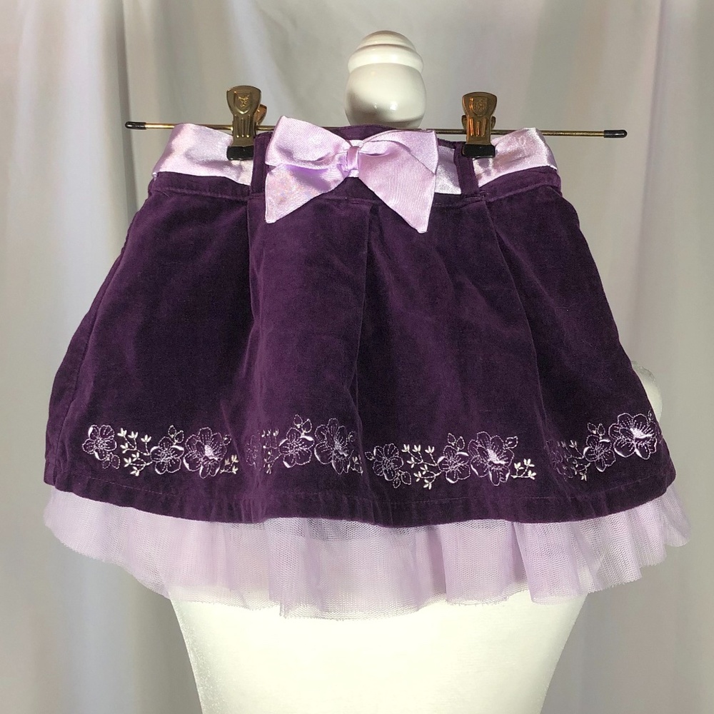 Purple Velvet w/ floral embroidery and satin bow